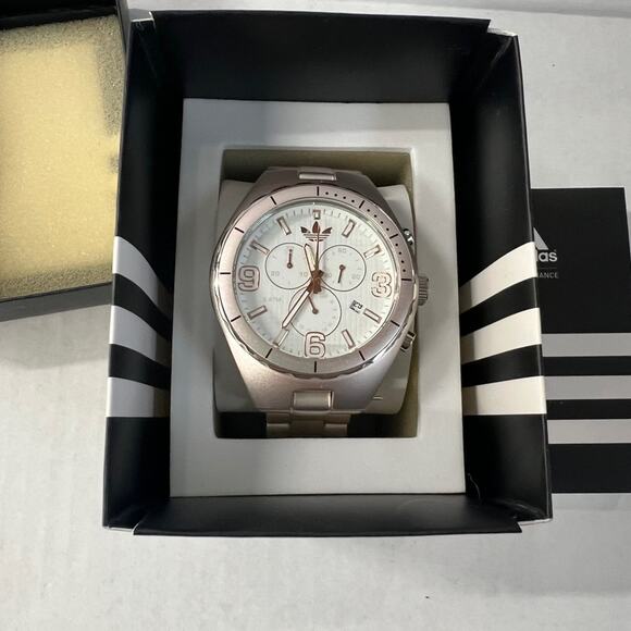 Adidas Metallic Silver Watch with White Dial - Picture 1 of 7